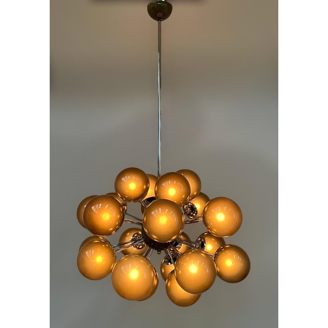 Silver 21st Century Ovale Polished Nickel Frosted Smoky Murano Sputnik Chandelier by Fabio LTD For Sale - Image 8 of 8