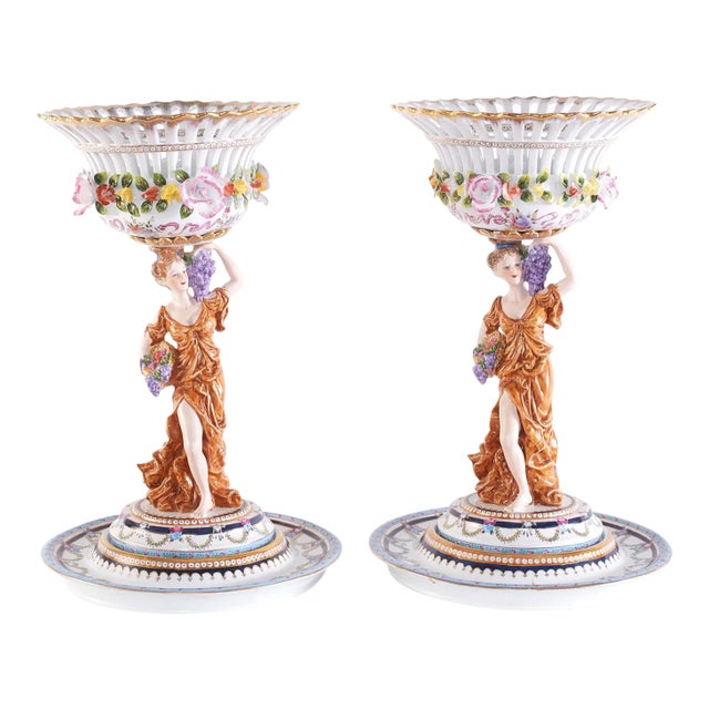 Late 20th Century Gilt Gold / Glazed Porcelain Decorative Bowls - a Pair For Sale