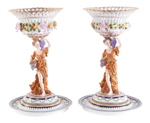 Late 20th Century Gilt Gold / Glazed Porcelain Decorative Bowls - a Pair