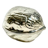 Vintage French Silver-Plated Walnut Form Covered Box For Sale