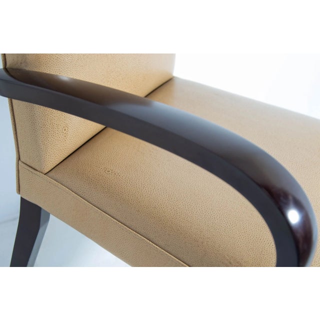 Dakota Jackson Leather Club Art Deco Style Pfm Armchair For Sale - Image 4 of 12