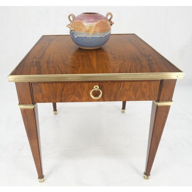 Brown Baker Rosewood & Brass Rectangle End Side Table Night Stand Tapered Legs For Sale - Image 8 of 12