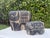 Late 20th Century Vintage Brutalist Blackwashed Terracotta Elephant Sculptures – Graduated Pair For Sale - Image 5 of 12
