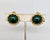 1950s Vintage 1950s Signed Hattie Carnegie Round Goldtone Cabochon Faux-Dark Green Jade Clip Earrings-2 Pieces For Sale - Image 5 of 7
