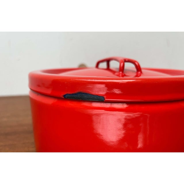 Mid-Century Modern Enamel Orange Pot with Teak Handle by Seppo Mallat for Finel, 1960s For Sale - Image 10 of 18