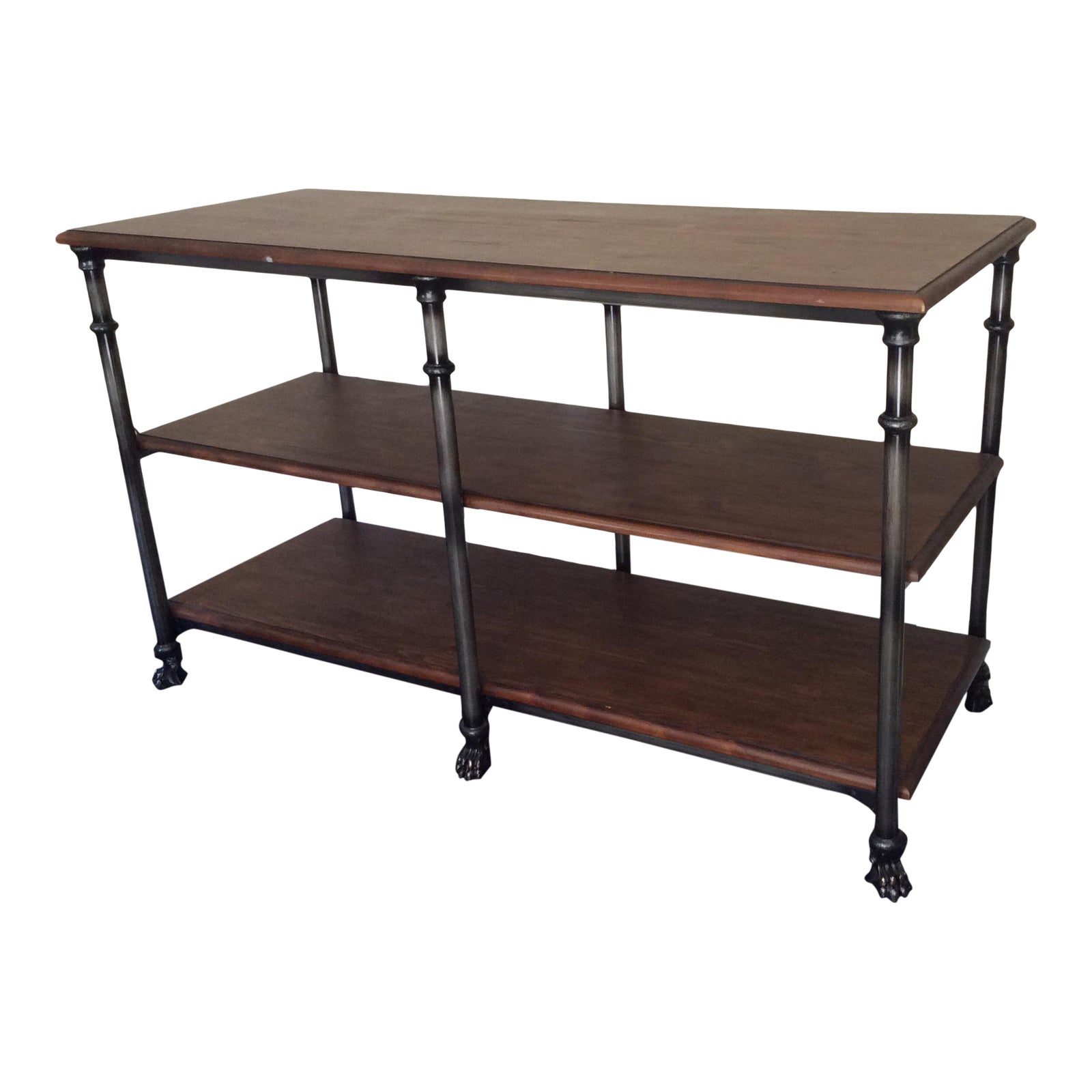 Pottery Barn Solid Wood and Iron Shelving Unit Chairish