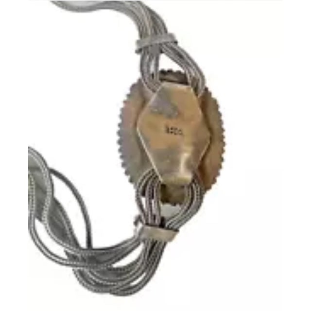 Vintage Mid Century 1950s Silver Necklace Pendant Lapis Lazuli Cabochon Gemstone Collar Choker Blue Handmade For Sale - Image 9 of 12