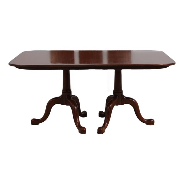 Henkel Harris Cherry Queen Anne Style Double Pedestal Dining Table For Sale
