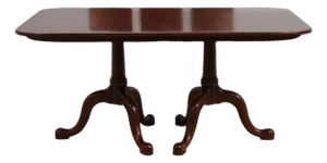 Henkel Harris Cherry Queen Anne Style Double Pedestal Dining Table