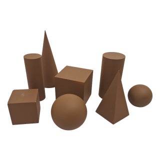 Wooden Geometric-Shape Ornaments in Brown Lacquer from Molteni, 1990s, Set of 8 For Sale