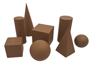 Wooden Geometric-Shape Ornaments in Brown Lacquer from Molteni, 1990s, Set of 8