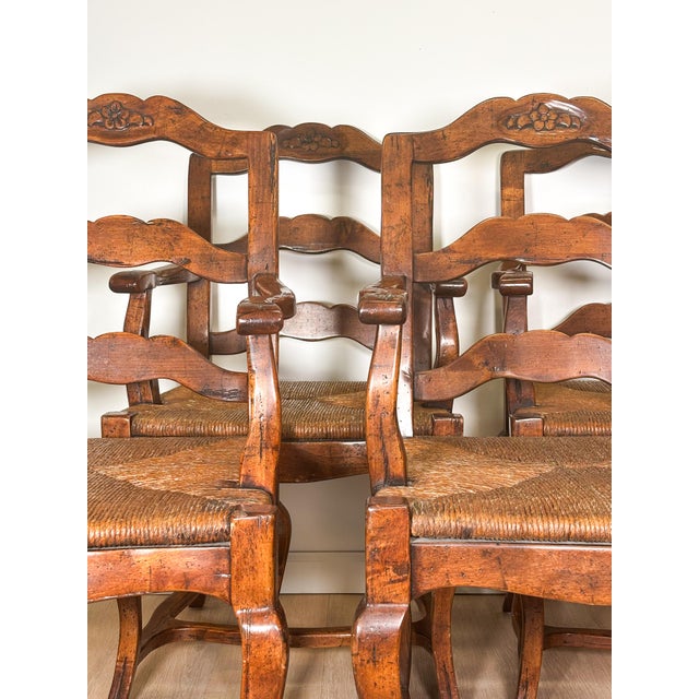 Wood 1980s Rush Top French Provincial Style Chairs - Set of 4 For Sale - Image 7 of 8
