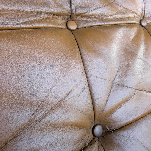 Tan Leather Mid Century Barcelona Style Lounge Chair For Sale - Image 9 of 12