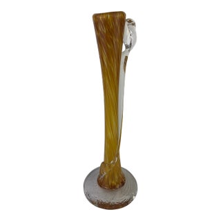 French Hand Blown Art Glass Stem Vase by Verrerie Et Compagnie For Sale