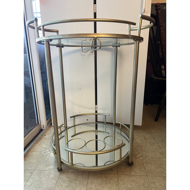 Vintage Rolling 2 Tier Champagne Bar Cart For Sale In West Palm - Image 6 of 10