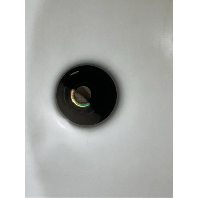 Modern Vintage Brass Mounting Base & Ribbed Milk Glass Shade For Sale - Image 3 of 5