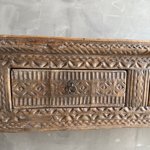 Vintage Carved 4 Drawer Console With Carvings For Sale - Image 13 of 15