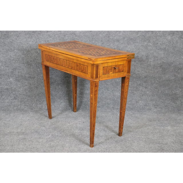 Rare Italian Inlaid 18th Century Olivewood and Rosewood Games Table Circa 1780 For Sale - Image 9 of 12