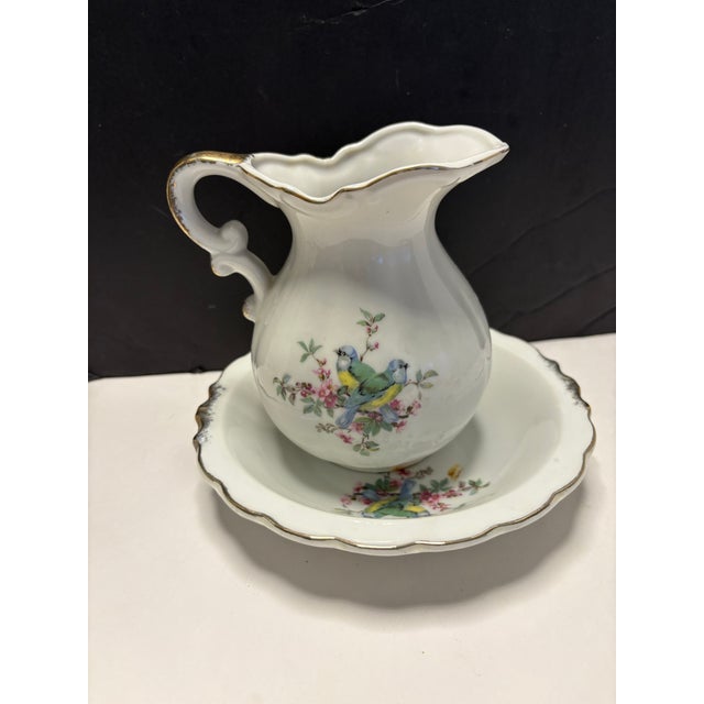 Charming vintage porcelain creamer with matching underplate by Inarco Japan, dating to the mid-century era (circa...
