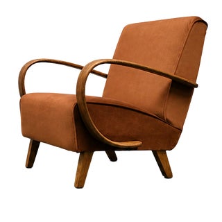 Bentwood Chair in Cognac Velvet by Jindrich Halabala, 1930s For Sale