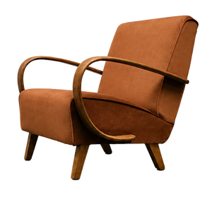 Bentwood Chair in Cognac Velvet by Jindrich Halabala, 1930s