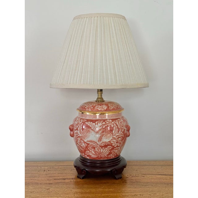 1980s Small Asian Orange and White Table Lamp For Sale - Image 10 of 10