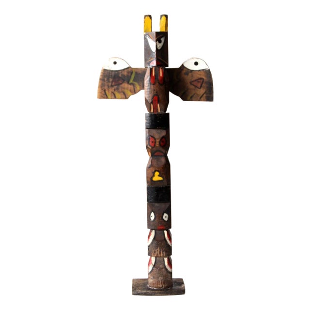 Vintage Wood Souvenir Totem Pole For Sale