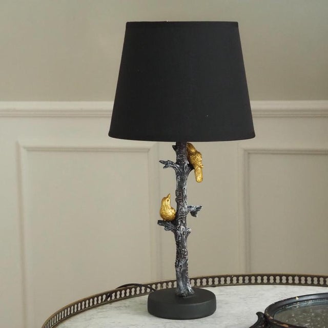 Mid-Century Table Lamp in Black and Gold Bird Motif For Sale - Image 4 of 5