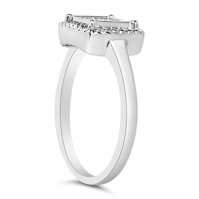 Haus of Brilliance .925 Sterling Silver 1/5 Cttw Invisible Set Princess Cut Diamond Promise Ring with Beaded Halo (H-I Color, I1-I2 Clarity) - Ring - Size 7 For Sale - Image 4 of 6