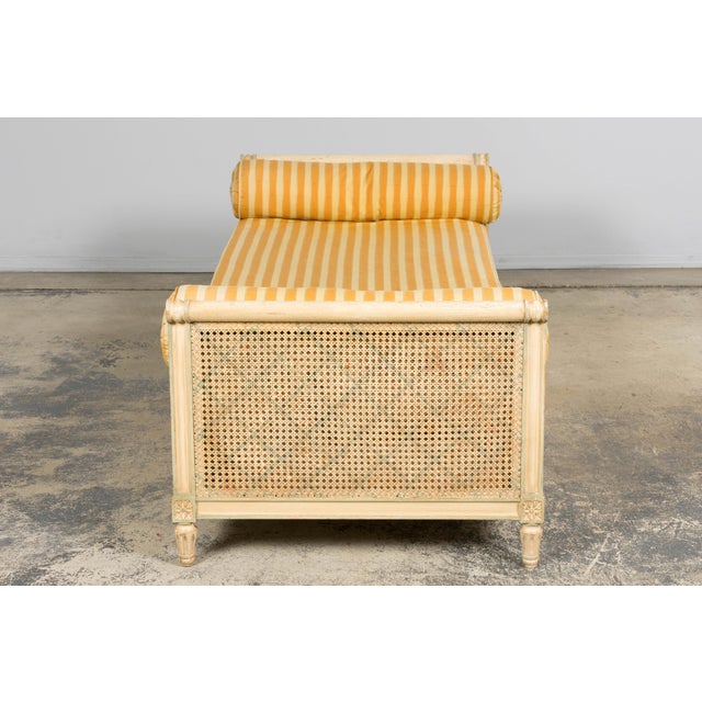 Early 20th Century French Louis XVI Style Painted Cane Daybed For Sale - Image 10 of 18