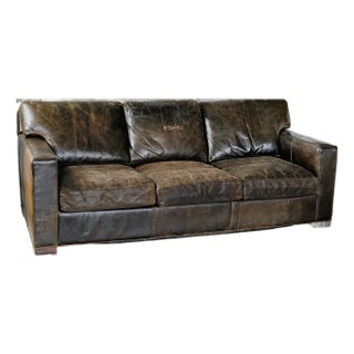 Crate and Barrel Leather Sleeper Sofa For Sale