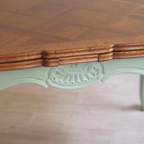 French Country Style Mint Green Dining Table with Inlaid Top, 1920s For Sale - Image 6 of 18
