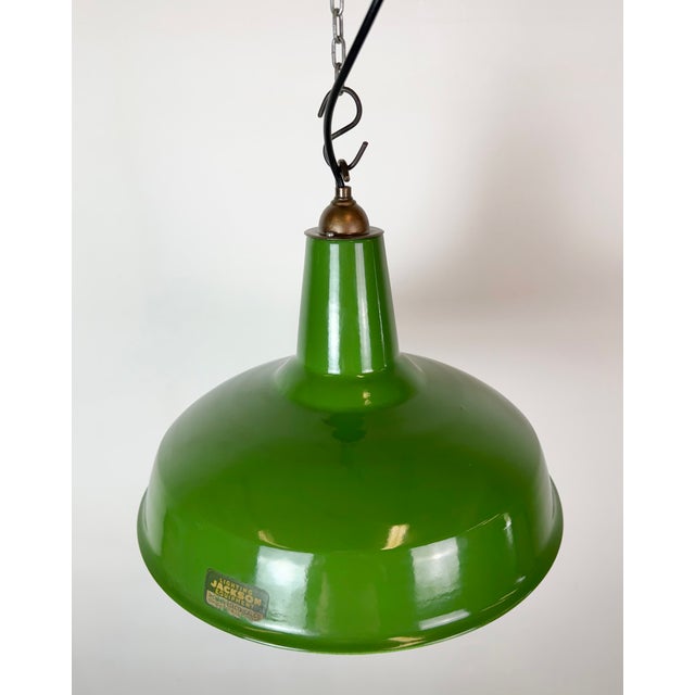 Metal Industrial Green Enamel Factory Pendant Lamp from Jackson Electrical Co., 1960s For Sale - Image 7 of 18