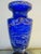 Royal Blue 20th Century Snow Painted Monumental Cobalt Blue Gold Relief Glass Vase For Sale - Image 8 of 9