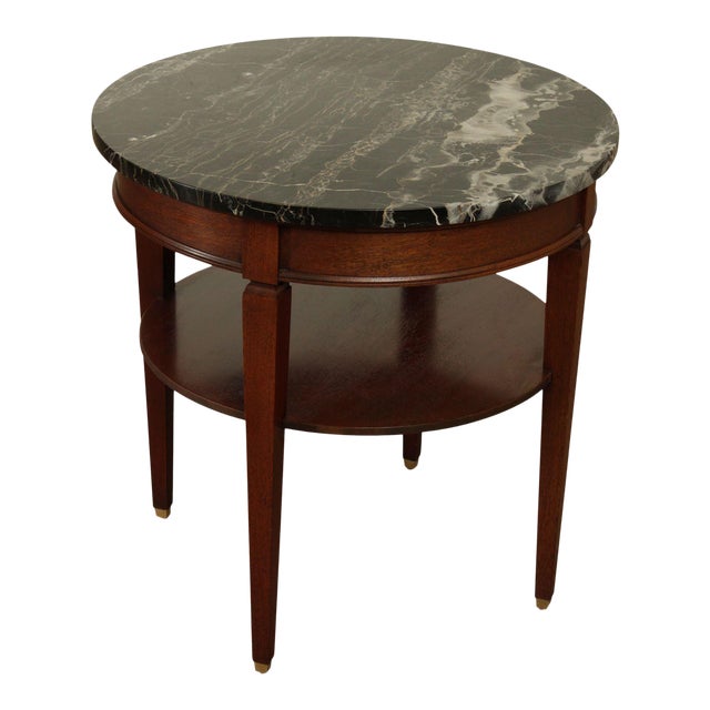 Regency Style Vintage Mahogany Round Black Marble Top Side Table Chairish