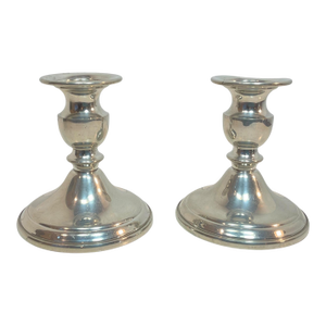 Vintage Web Pewter Candle Holders Weighted 4” - A Pair