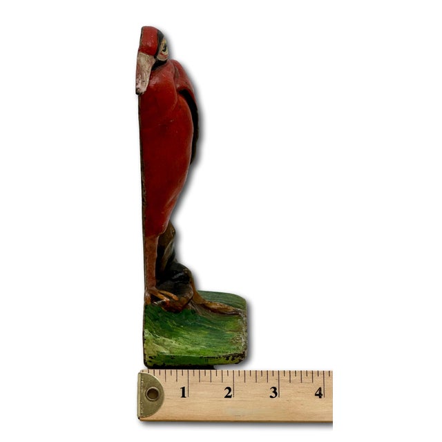 Outstanding & Rare Antique Beautifully Hand Painted Albany Foundry Cast Iron Heron Doorstop Circa 1920s For Sale - Image 18 of 18