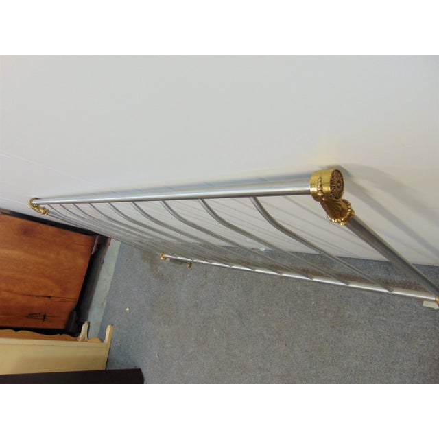 Regency Polished Stainless & Brass Queen Size Headboard For Sale - Image 4 of 8