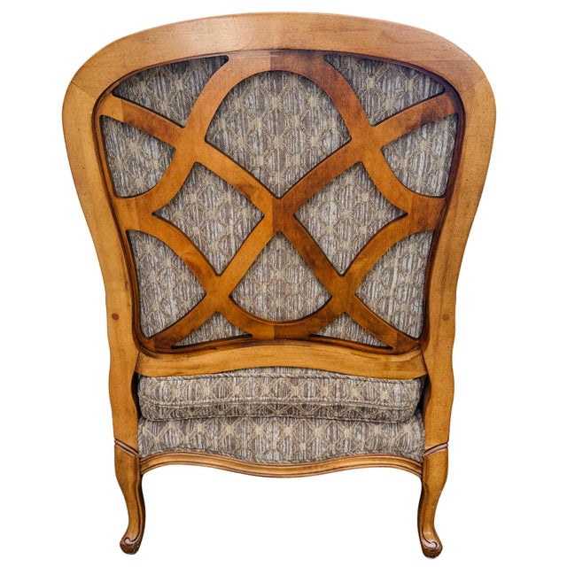 Late 20th Century French Provincial Bergère Chair and Matching Ottoman Set For Sale - Image 16 of 16