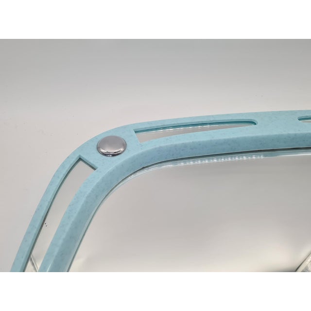 Vintage European Wall Mirror in Blue Plastic Frame, 1980s For Sale - Image 9 of 12
