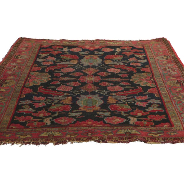 Rustic Late 19th Century Antique Persian Serapi Rug, 03'06 X 04'04 For Sale - Image 3 of 9