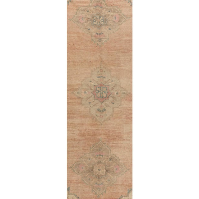 Textile Vintage Circa 1940 Subdued Turkish Oushak Runner Hand Knotted Rug 5ft 3in X 10ft 11in For Sale - Image 7 of 10
