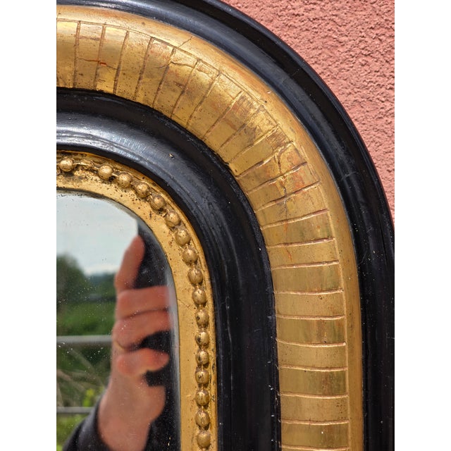 Late 19th Century French Gold Leaf Gilded and Black Lacquered Mirror, Late 19th Century For Sale - Image 5 of 10