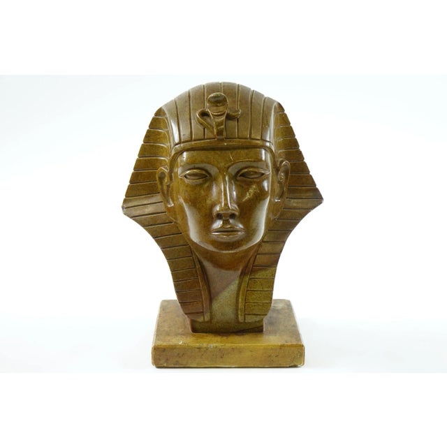 Stone Late 20th Century Large Carved Stone Pharaoh For Sale - Image 7 of 7