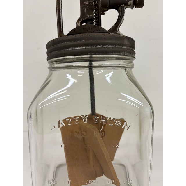 American Antique Dazey No. 40 Glass Butter Churn, 1922 Patent, Cast Iron & Wood For Sale - Image 3 of 16