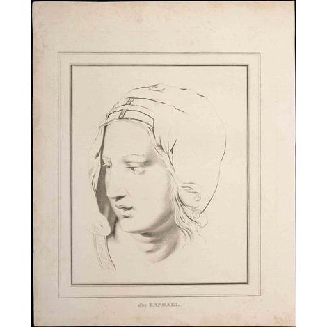 The portrait after Raphael is an original etching artwork realized by Thomas Holloway for Johann Caspar Lavater's "Essays...