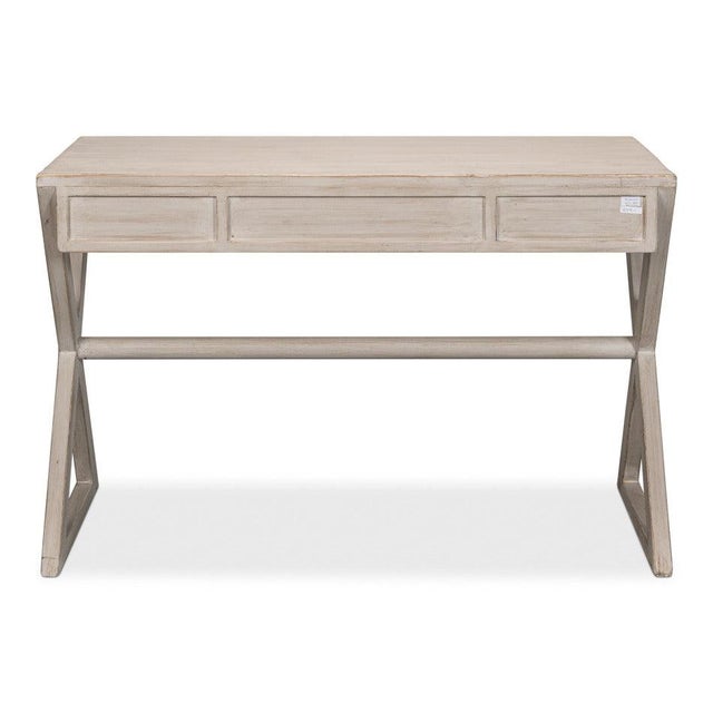 Stone Gray Campaign X-Frame Writing Desk in Stone Grey For Sale - Image 8 of 12