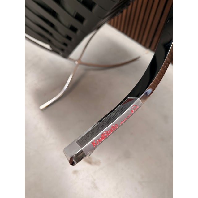 Metal Bauhaus Barcelona Chair in Green Volo Leather by Ludwig Mies van der Rohe for Knoll Inc. / Knoll International, 2010s For Sale - Image 7 of 8