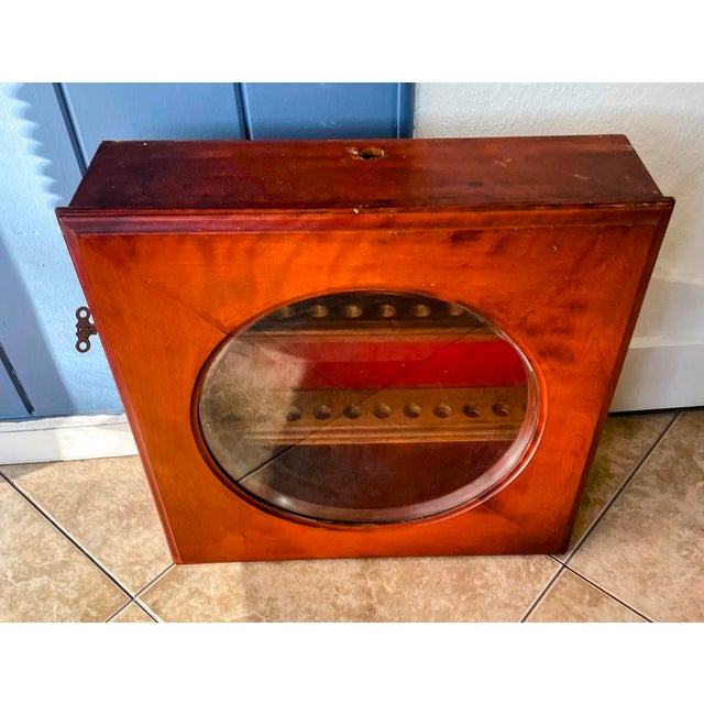 Mid-Century Modern Antique Oak Clock Case Repurposed as Tobacco Pipe Display Cabinet For Sale - Image 3 of 9