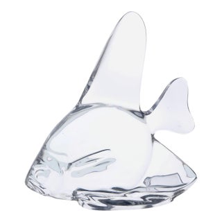 Pristine Large Steuben Crystal Angelfish Sculpture 10.5" Signed Rare Masterpiece For Sale